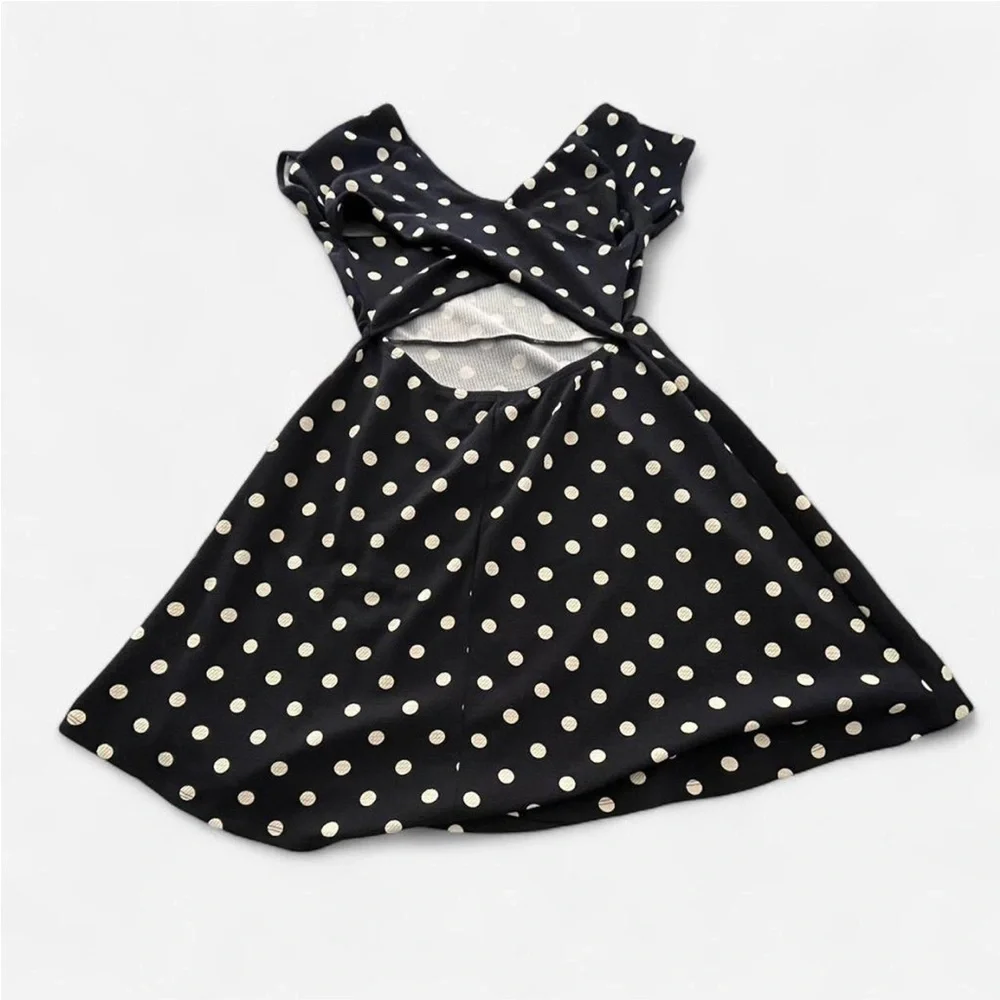 Gilli Black and White Polka-Dot Dress, Size XXS